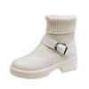 Fashion Knit Socks Boots for Women Wool Elastic Mouth Designer Short Boots Fashion Ladies Casual Shoes Leather Women's Platform Boots