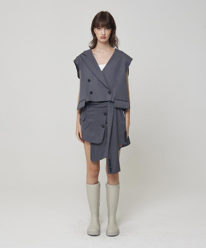 Meuameu Blazer Crop Layered Cover-Up