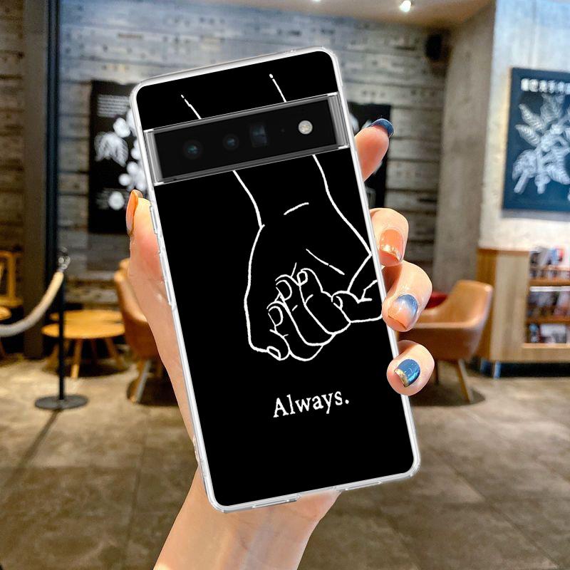 Чехол для телефона с мультяшным рисунком "Пара Солнце Луна" Aesth для Google Pixel 9 8 7 6 Pro XL 8A 7A 6A 5 4 5A 4A 3A XL 5G, мягкий прозрачный чехол из ТПУ