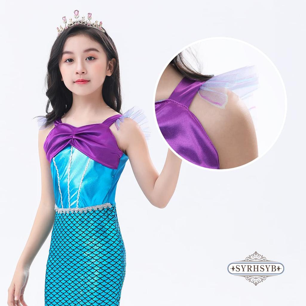 [SYRHSYB] Ariel Dress, Little Mermaid Dress, Mermaid Costume, Cosplay, Children&#x27;s Costume, One-Piece Princess Dress, Stage Costume, Disguise,