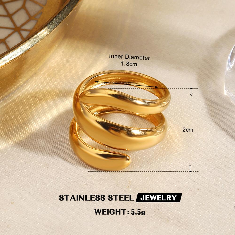 Personalized Stainless Steel Line Rings Women Geometric Irregular Open Rings Minimalist Stylish No Fade Banquet Jewelry Gifts
