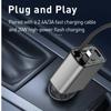 PD+USB Type C Car Fast Charger with 2 Retractable Cables Phone Charger Voltmeter LED Dispaly 5in1 Power Adapter for IPhone IPad