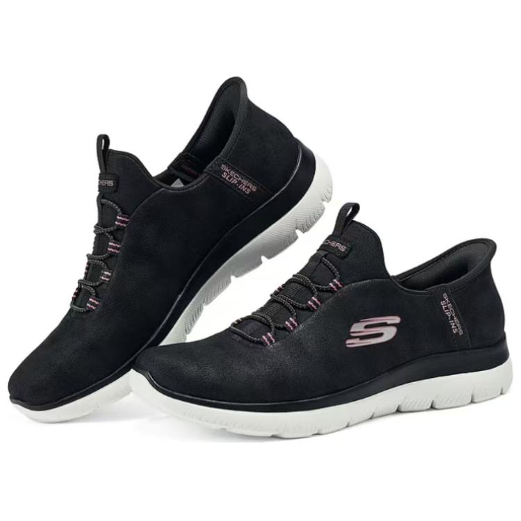 Skechers Спортивные Удобные Универсальные Низкие Повседневные Кроссовки Женские Черный Розовый 150254-BLK