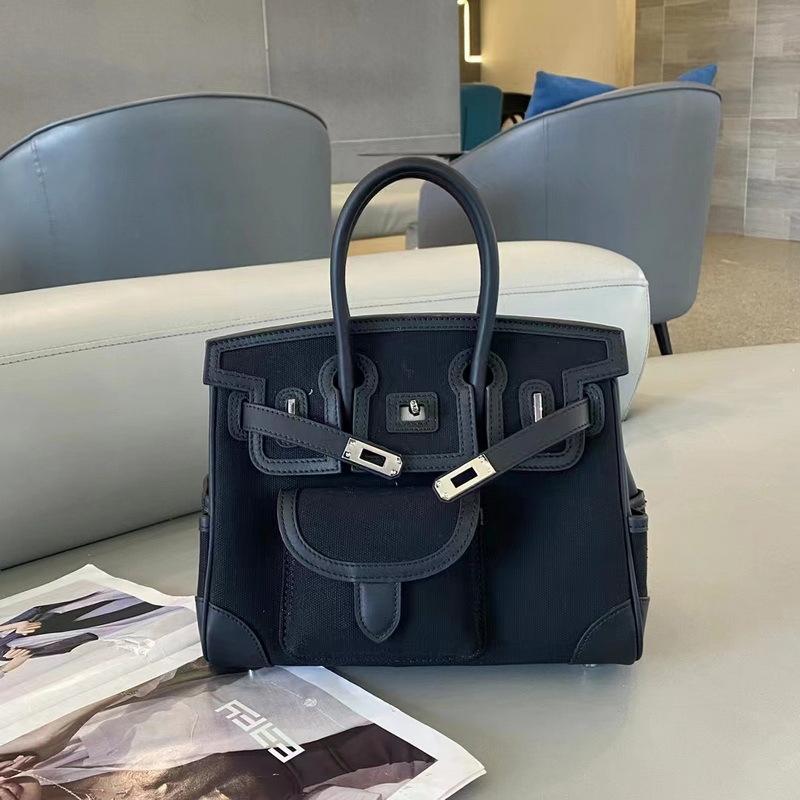 Leather Women's Bag with Canvas Fashion Platinum Bag Insert Bag Polka Point Shoulder Strap Handheld One Shoulder Diagonal Cross Women's Bag