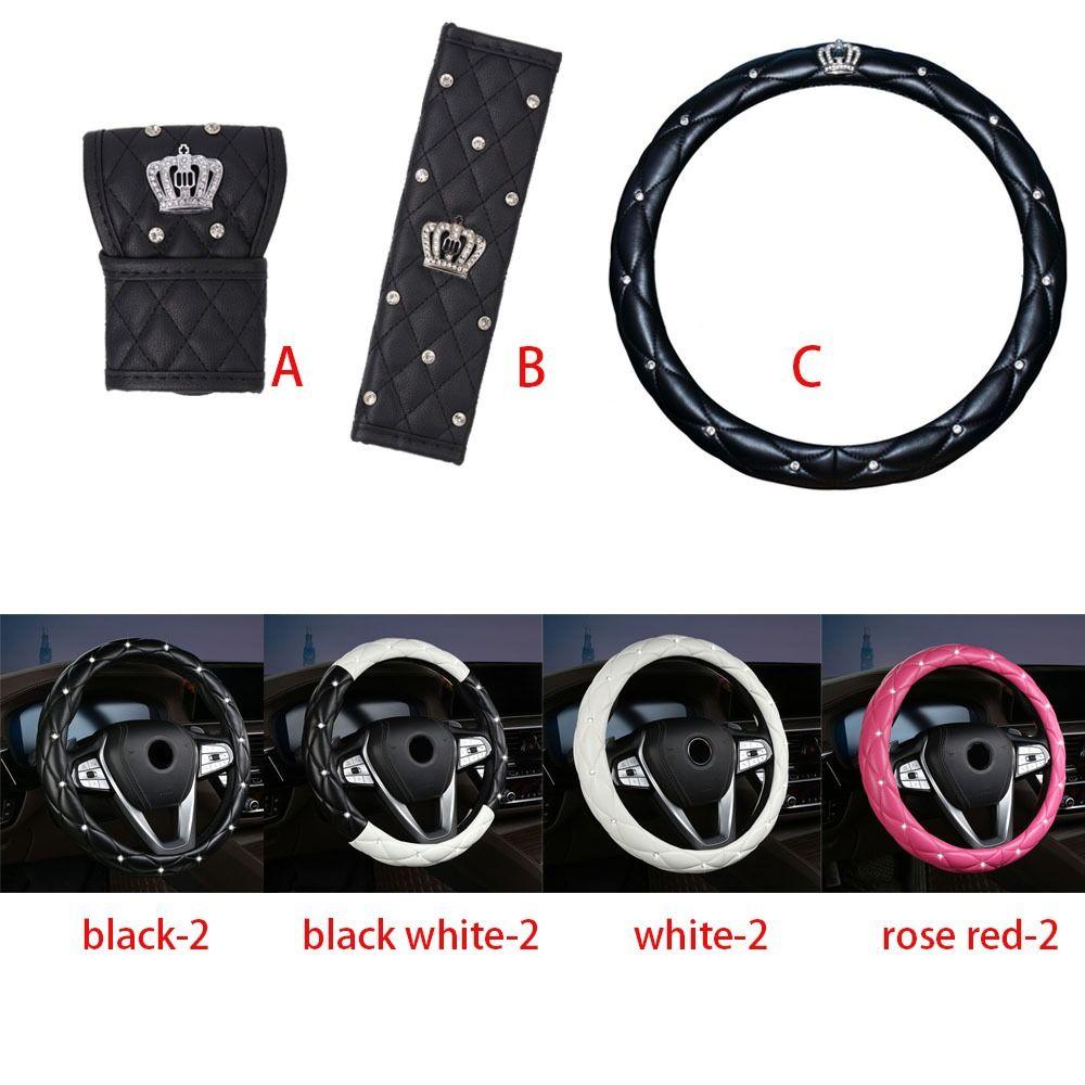 Fashion Diamond Black Pink Soft Auto Wheel Covers Cover Texture Steering Wheel Cover Car Glove