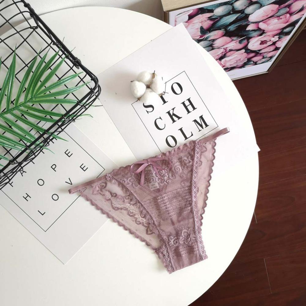 Sheer Lace Mesh Women Thong Floral T-Back Panties Thin Lace Flower Briefs Lady