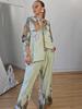 2025 Autumn European & American Fashion Print Top and Wide-Leg Pants Set