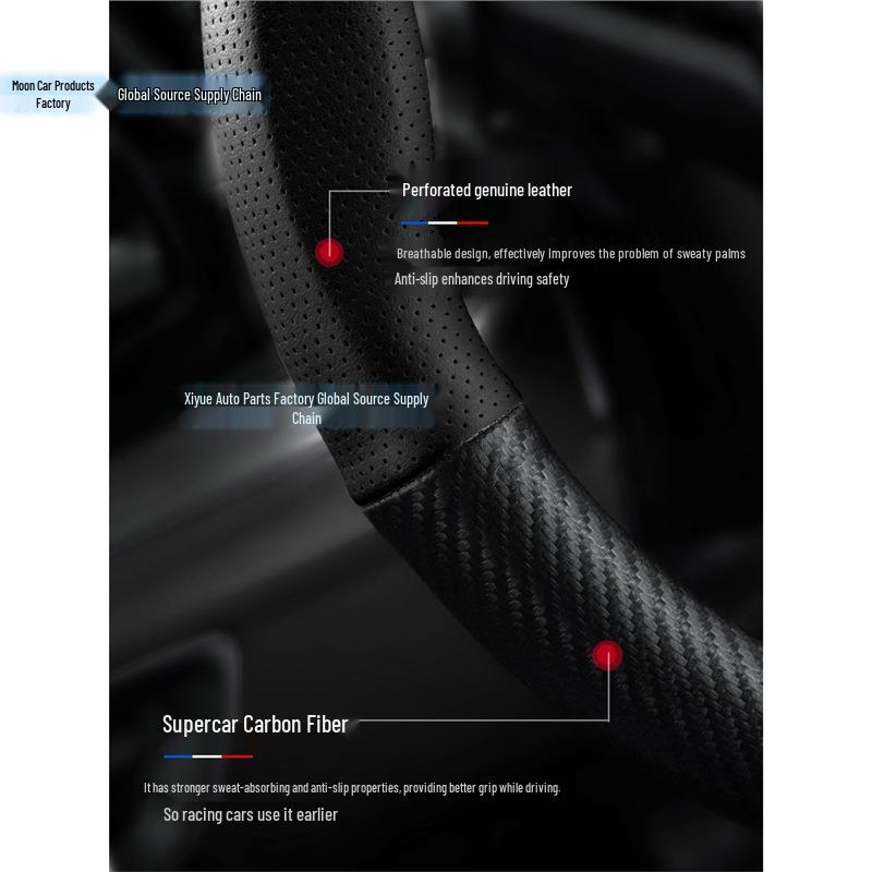 Geely Xingrui L Carbon Fiber Steering Wheel Cover, Sweat-Absorbent, Ultra-Thin, All-Season, Fits Models 21-24
