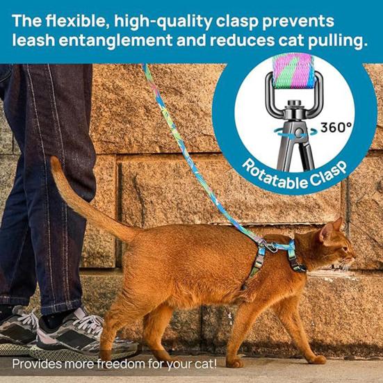 Набор шлейки и поводка для кошек, устойчивый к побегу, мягкий регулируемый шлейка для котенка, прогулочная тяговая веревка для маленьких, средних и больших кошек