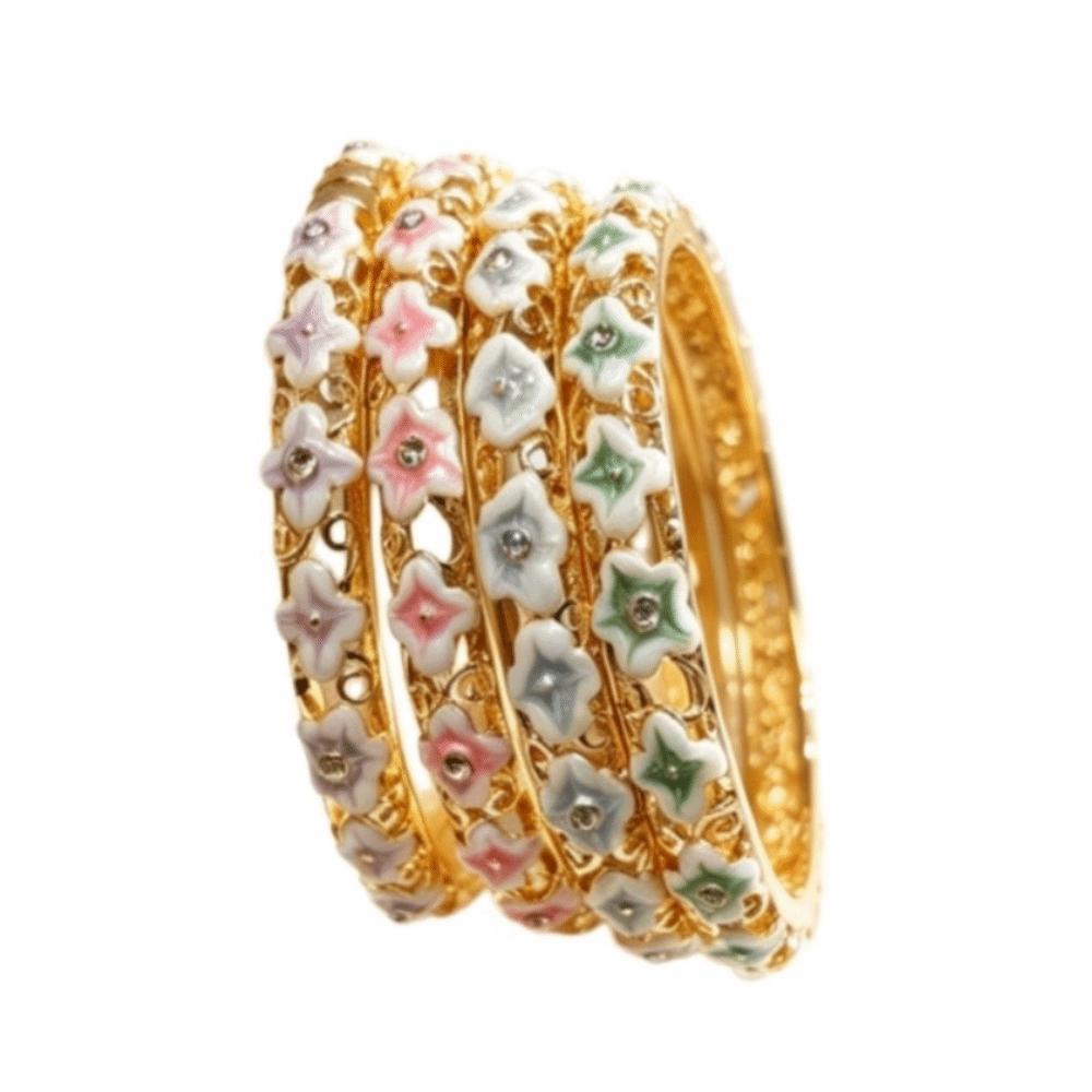 Enamel Floral Chinese Flower Bangle Colorful Women's Hand Bracelet Vintage Cloisonne Bangle Girls