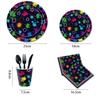 Neon Theme Party Disposable Tableware Set Colorful Graffiti Paper Plates Napkins Cups Kids Happy Neon Birthday Party Decoration