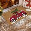Christmas Doormat Car Pattern Welcome Mat Non Slip Washable Winter Backing Carpet Entrance Rug Home Party Christmas Decoration