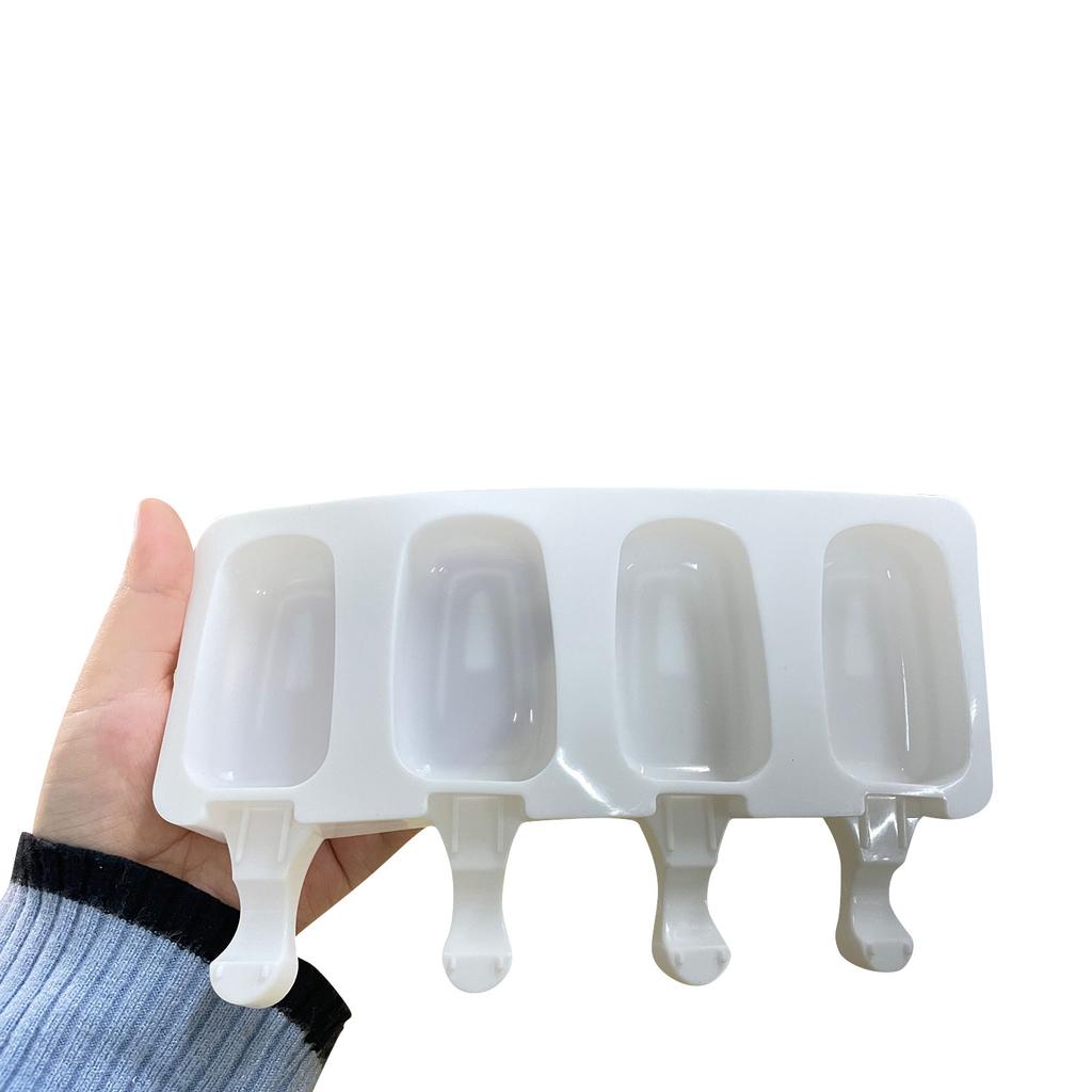 Silicone Ice Juice Popsicle Maker 4 Cell Mould Lolly Mould Tray Pan Kitchen Tools Non Stick Ice Freezer For Kids Baby Children