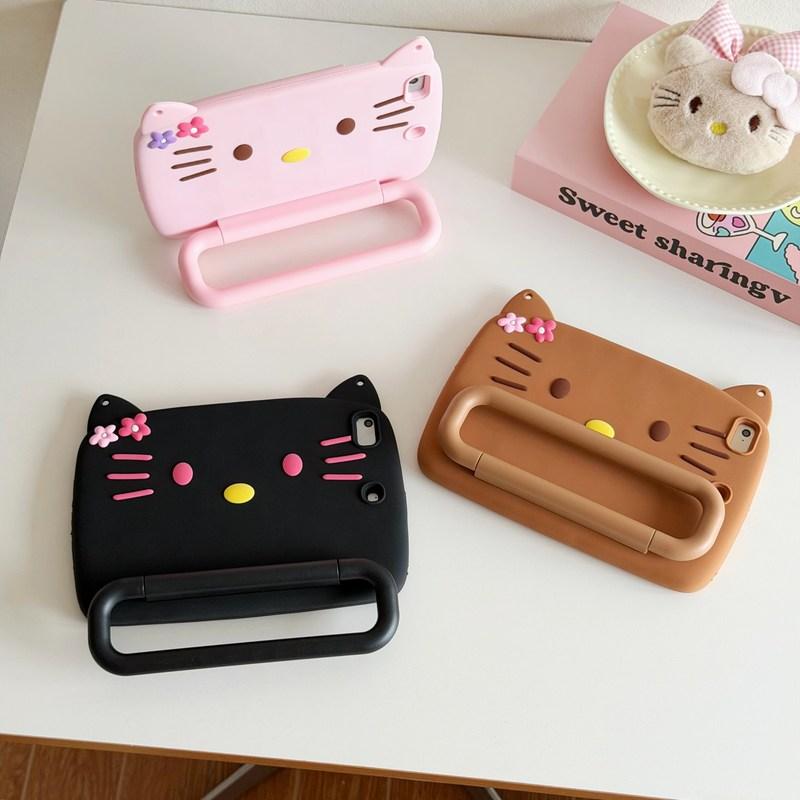 3D Cartoon Flower Cat holder Tablet Case For Samsung Galaxy Tab A7 Lite 8.7 A9 A11 Plus 11 T290 T295 A 8.0in Soft Silicone Cover For iPad Pro Air