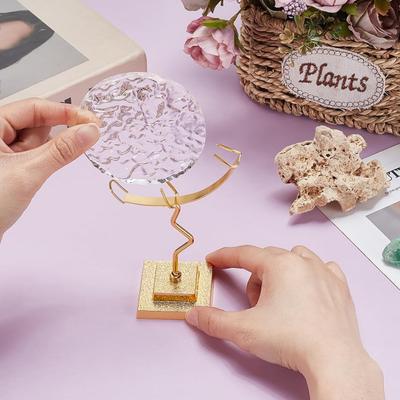 Подставка для дисплея Yousheng Moon Faux Crystal, прочный металлический стенд с искусственными камнями и натуральным камнем, украшение для домашнего офиса и рабочего стола
