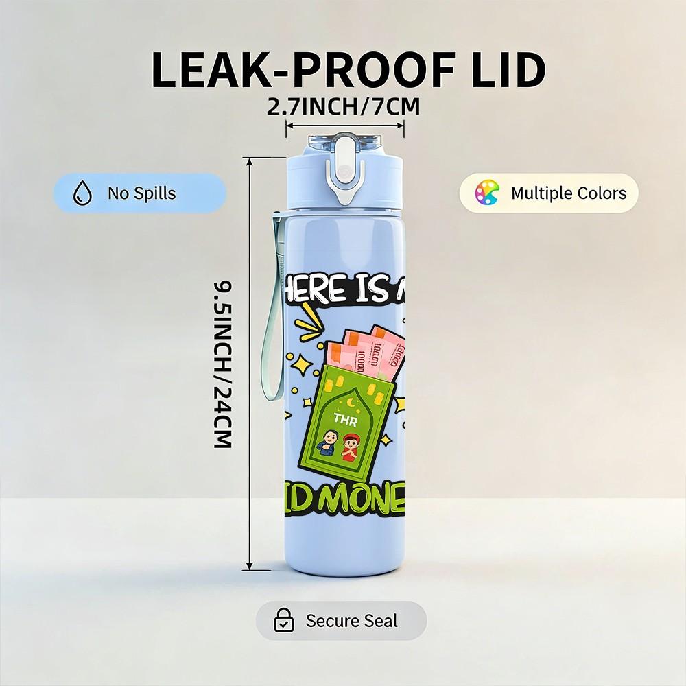 1PC Snack Attack Funny Drink Cartoon Print 750ml Color Plastic Sports Water Bottle Leakproof Flip Straw Lid Suitable for Sports Office Home Use