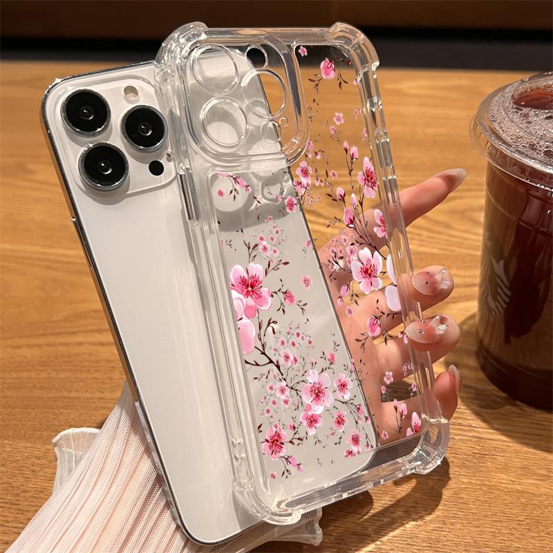 Милые Цветы Прозрачный Чехол Для Телефона Для iPhone 17 16 15 14 13 12 11 Pro Max 17 Air 14 15 Plus X XR XS Ударопрочный Силиконовый чехол