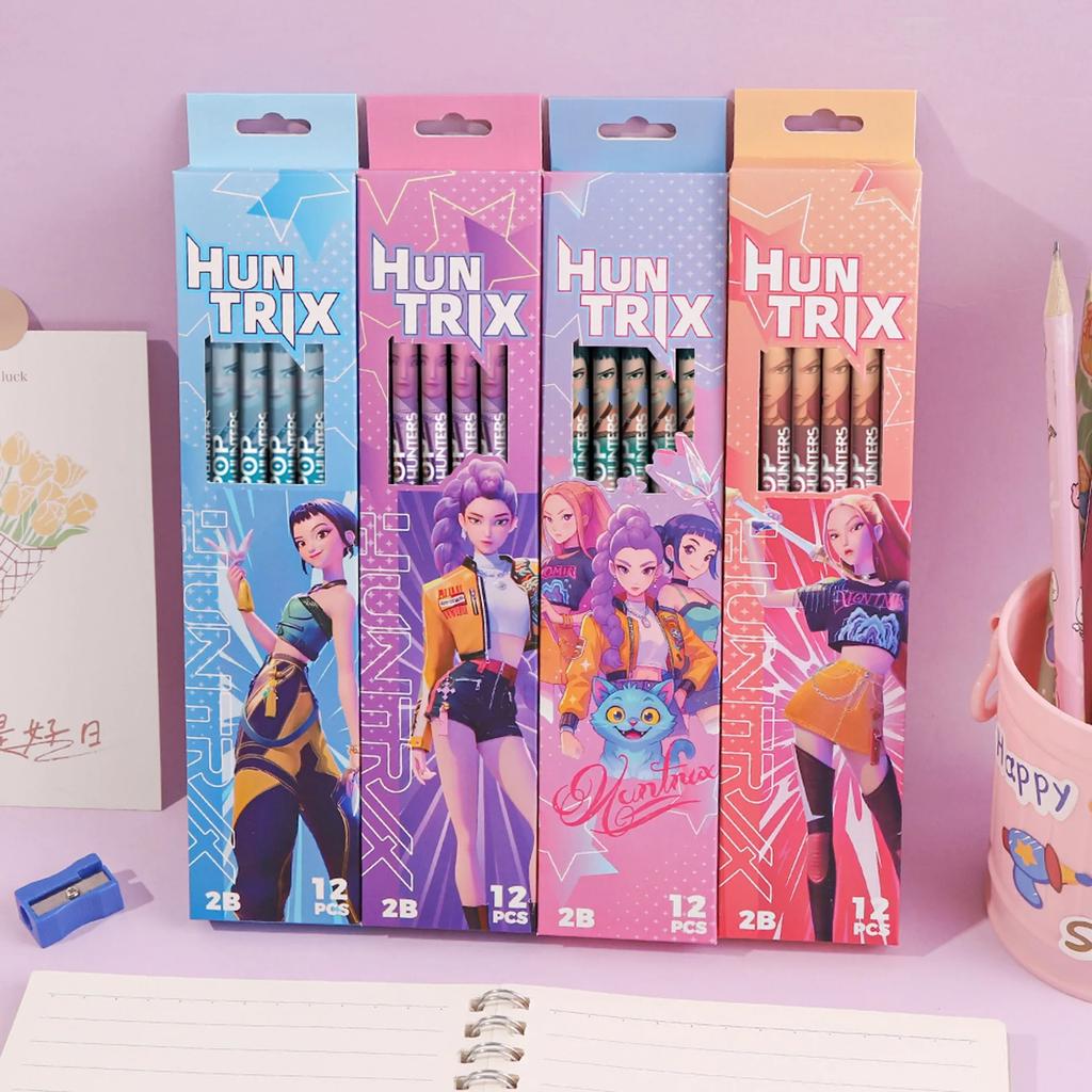 Cute Aesthetic K-pop Demon Hunters Mechanical Pencil Set Anime Merch Break Resistant Automatic Pencils for School Supplies