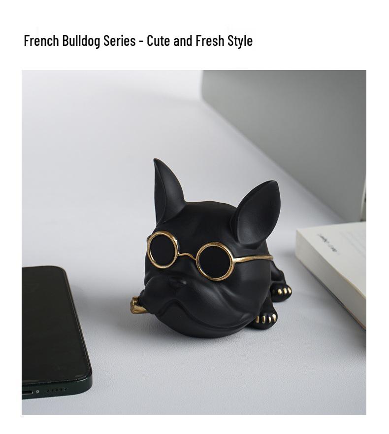 French Bulldog Sunglasses Phone Holder: Cute Resin Decoration Ornament
