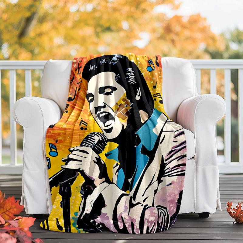 Elvis Flannel Blanket Soft All-Season Throw, Design for Camping, Car Travel, Hiking Sofa, Bed, Office Perfect Gift for Parties