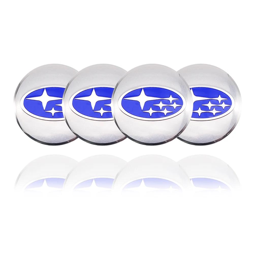 For Subaru Outback WRX STI Forester Impreza Legacy Levorg 4Pcs 56mm Car Wheel Center Hub Cap Badge Emblem Stickers Decals