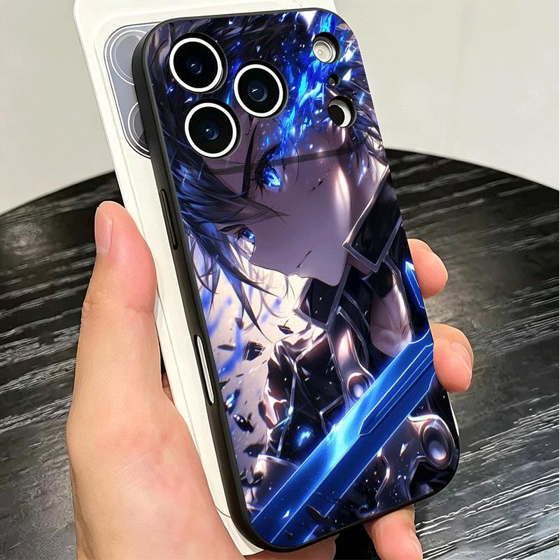 Мягкий чехол для телефона S-Sword O-Online SAO Kirito для iPhone 16 16E 17 Air 15 Pro Max 14 Plus 13 Mini 11 12 7 Черная задняя крышка