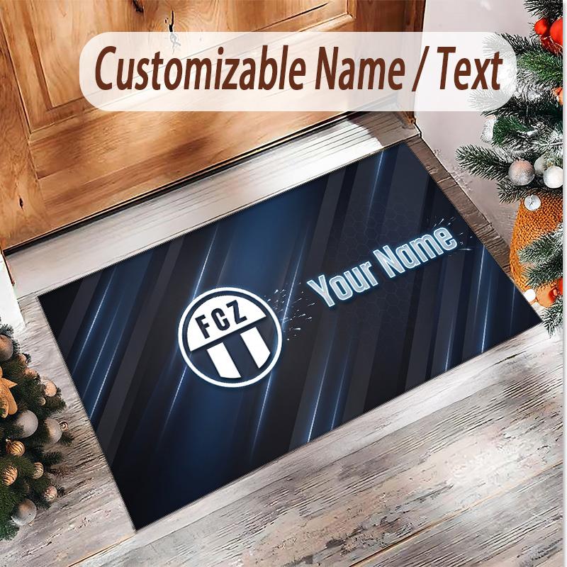 Personalized Crystal Velvet Carpet FC Zürich Pattern Non Slip Floor Rug