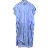 Striped Pattern Short Sleeve Shirt Dress Blue Women Used