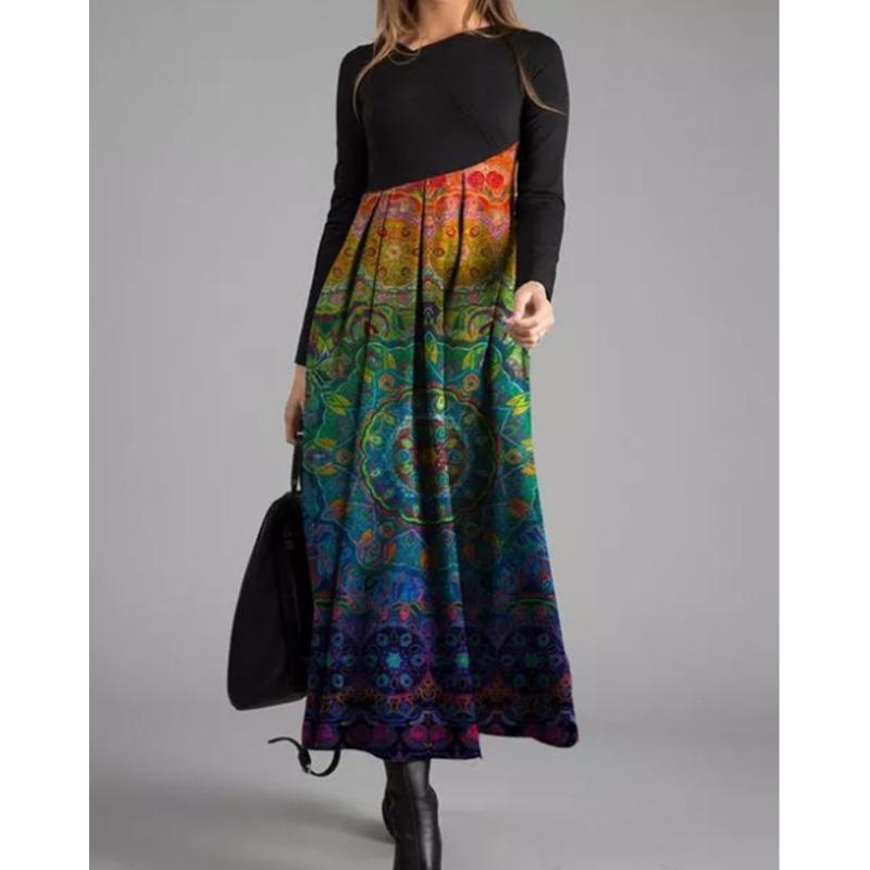 YYFS Женская мода весна осень длинные рукава V-образный вырез высокая талия повседневные платья