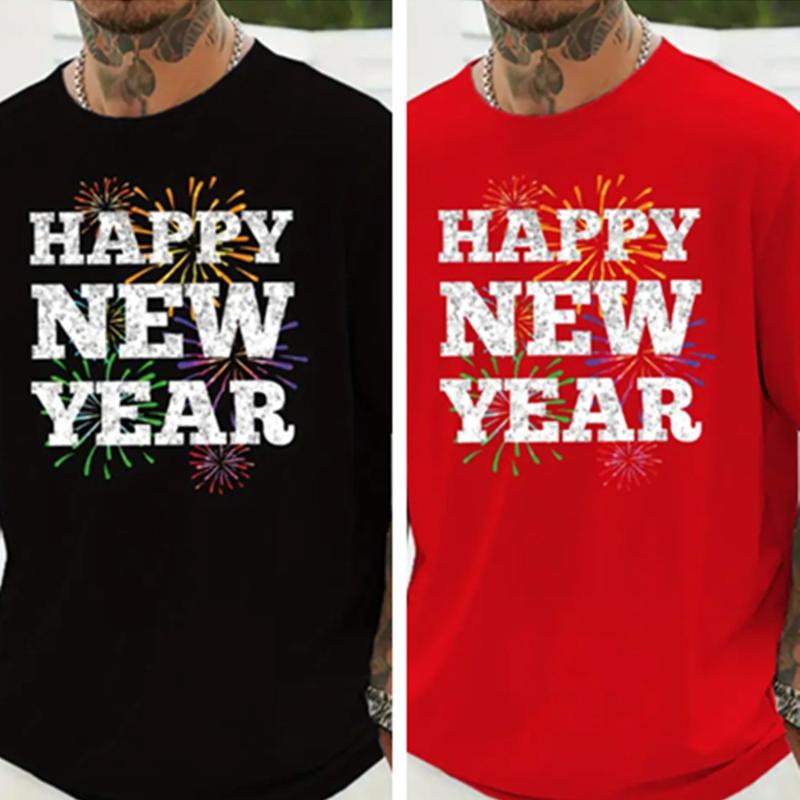 Unisexs 2026 Happy New Year Print TShirt Short Sleeve Casual Funny Outdoors Fashion High Quality Cotton Shortsleev Tee