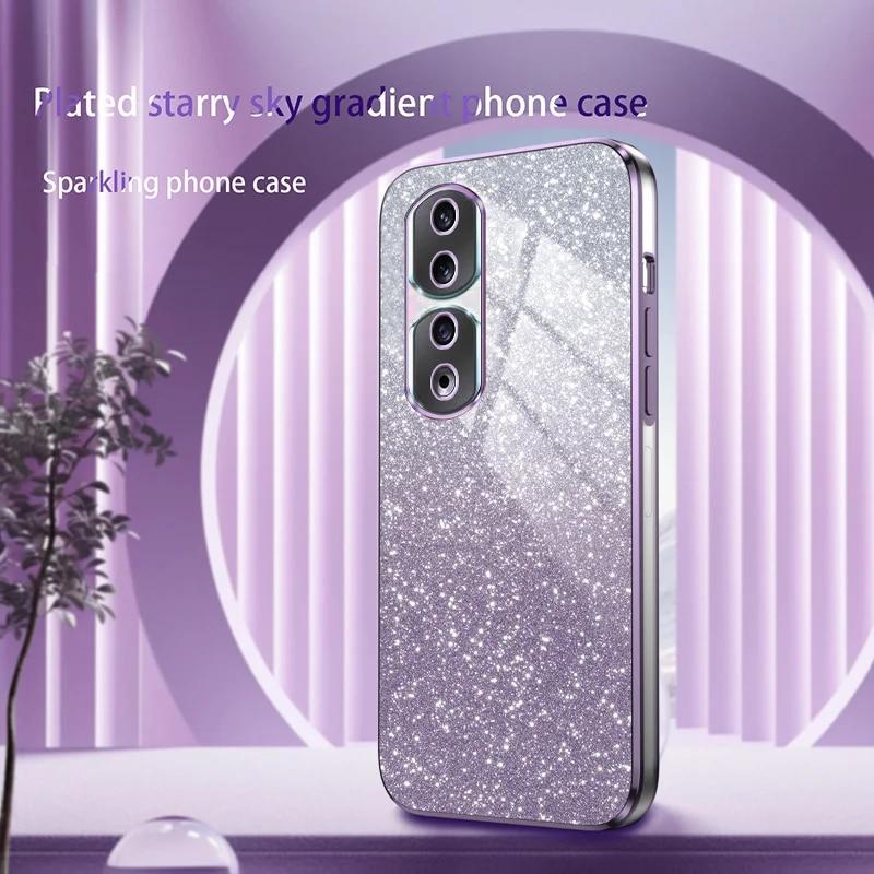Роскошный чехол с градиентным блестящим покрытием для Huawei Honor 100 90 80 Pro 70 60 SE 50 9X X50 X50i X40 X30 X20 X9A, силиконовая задняя крышка