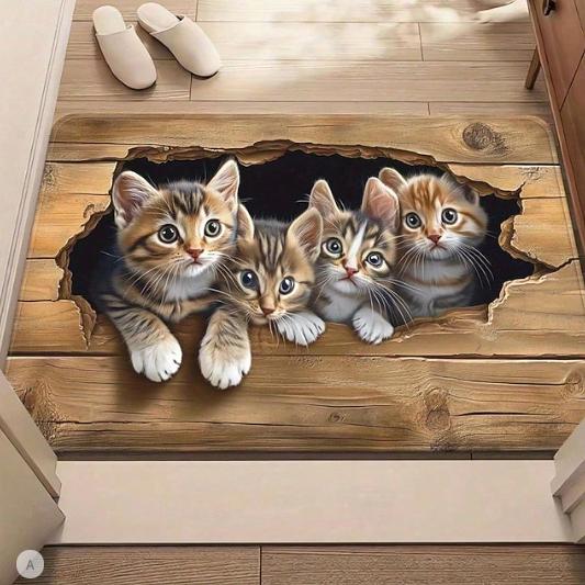 3D коврик-мат с кошкой, ковер, домашний декор, длинный коридор, гостиная, спальня, декор пола, реалистичное животное-питомец, коврик для приветствия