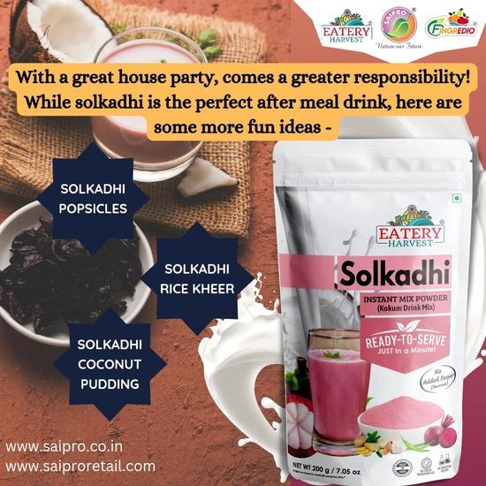 EATERY HARVEST by Saipro Solkadhi Instant Drink Mix, Sugar Free 200 Gm, Mix of Coconut Milk| Kokum Fruit Juice| Natural Coolant