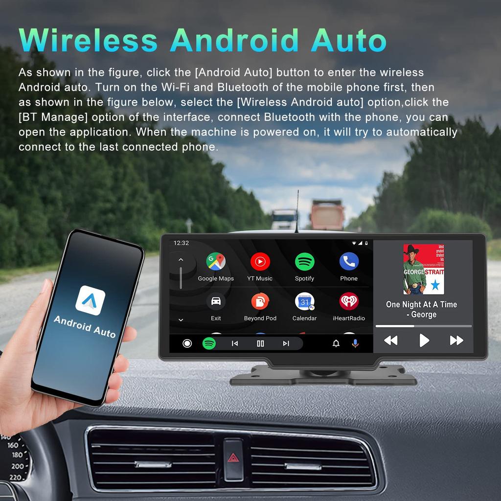 Eaglerich Navigation Car Audio Wireless Carplay Android Auto 10-дюймовый сенсорный экран автомобильный мультимедийный плеер динамик и Bluetooth5.0/Mirror Link/FM/TF/AUX