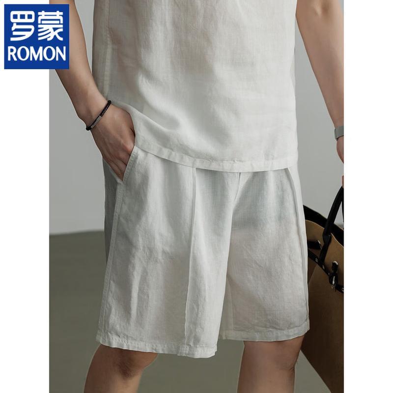 ROMON Men's Fashion Linen Blend Shorts