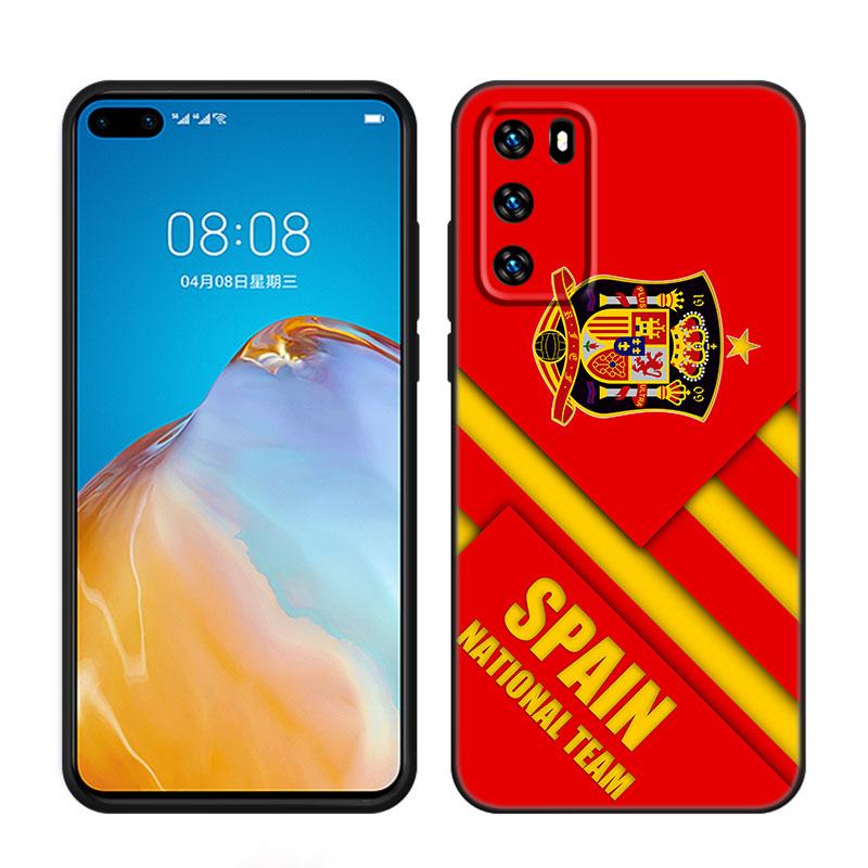 Испания Национальные Флаги Черный Чехол для Телефона Для Huawei P10 P20 P30 P40 Lite P50 P60 Art P50E P Smart Z 2018 2020 2021 Pro 2019