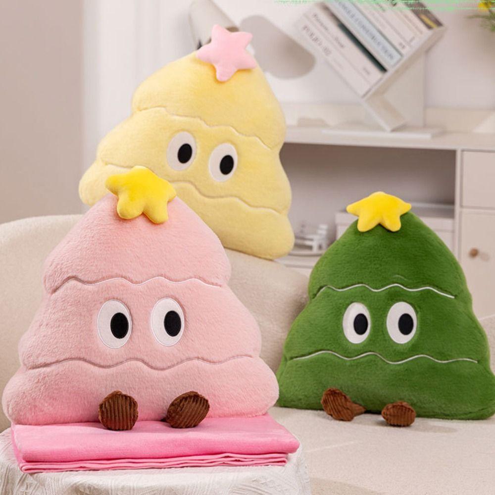 Cartoon Plush Pillow Cute Christmas Throw Pillow Garland House Christmas Tree Plush Pillow Holiday