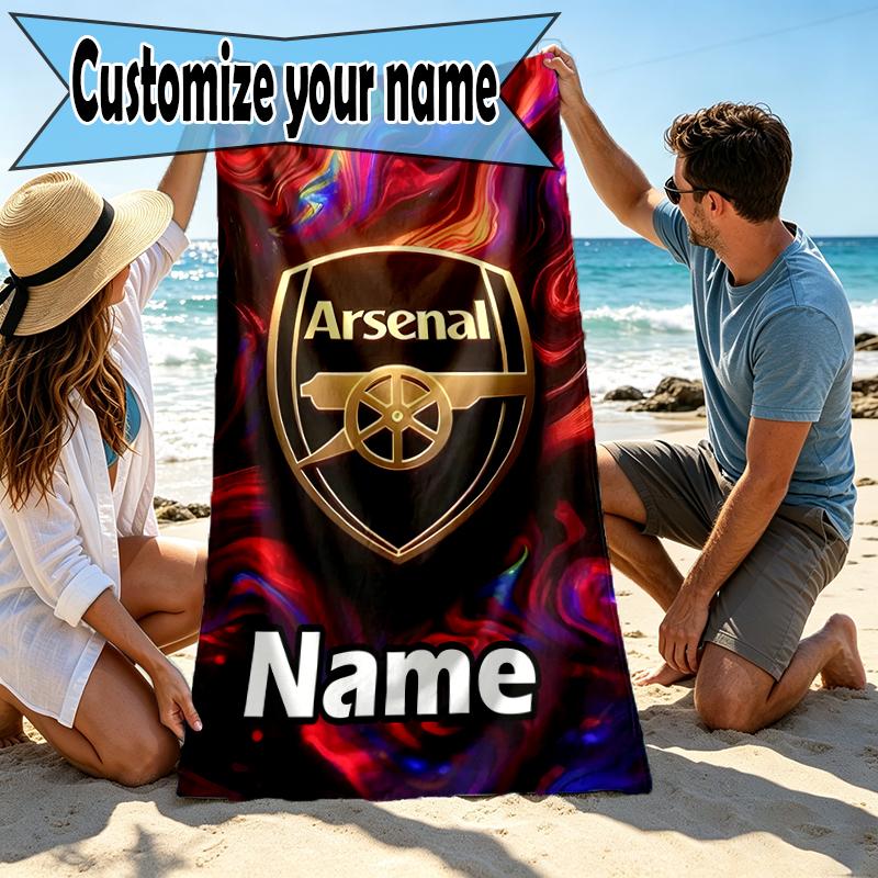 Custom Name Personalized football team Print Beach Towel, for Trip Camping Beach Party Home Decor, Birthday Gift for Family & Friends