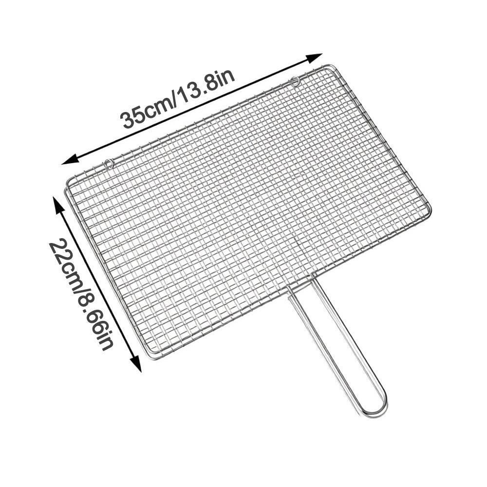 Stainless Steel Fish Grilling Rack Square Double-sided Meat Grilling Rack High Temperature Resistant Thickened Grilled Fish Net
