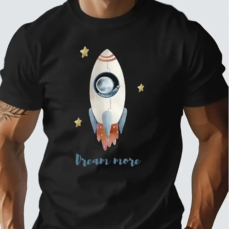Новая летняя мужская модная футболка с принтом ракеты из мультфильма «Персонажи», мужская футболка, топ