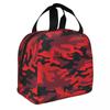 Military Red Camouflage Insulated Lunch Bag High Capacity Camo Texture Lunch Container Cooler Bag Lunch Box Tote Travel Food Bag