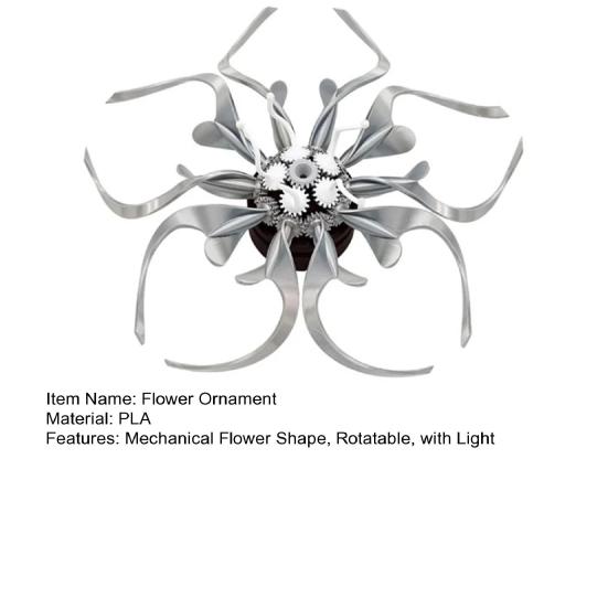 Mechanical Flower Desktop Decoration Steampunk Rotating Light-up Flower Ornament Home Office Living Room Visual Art