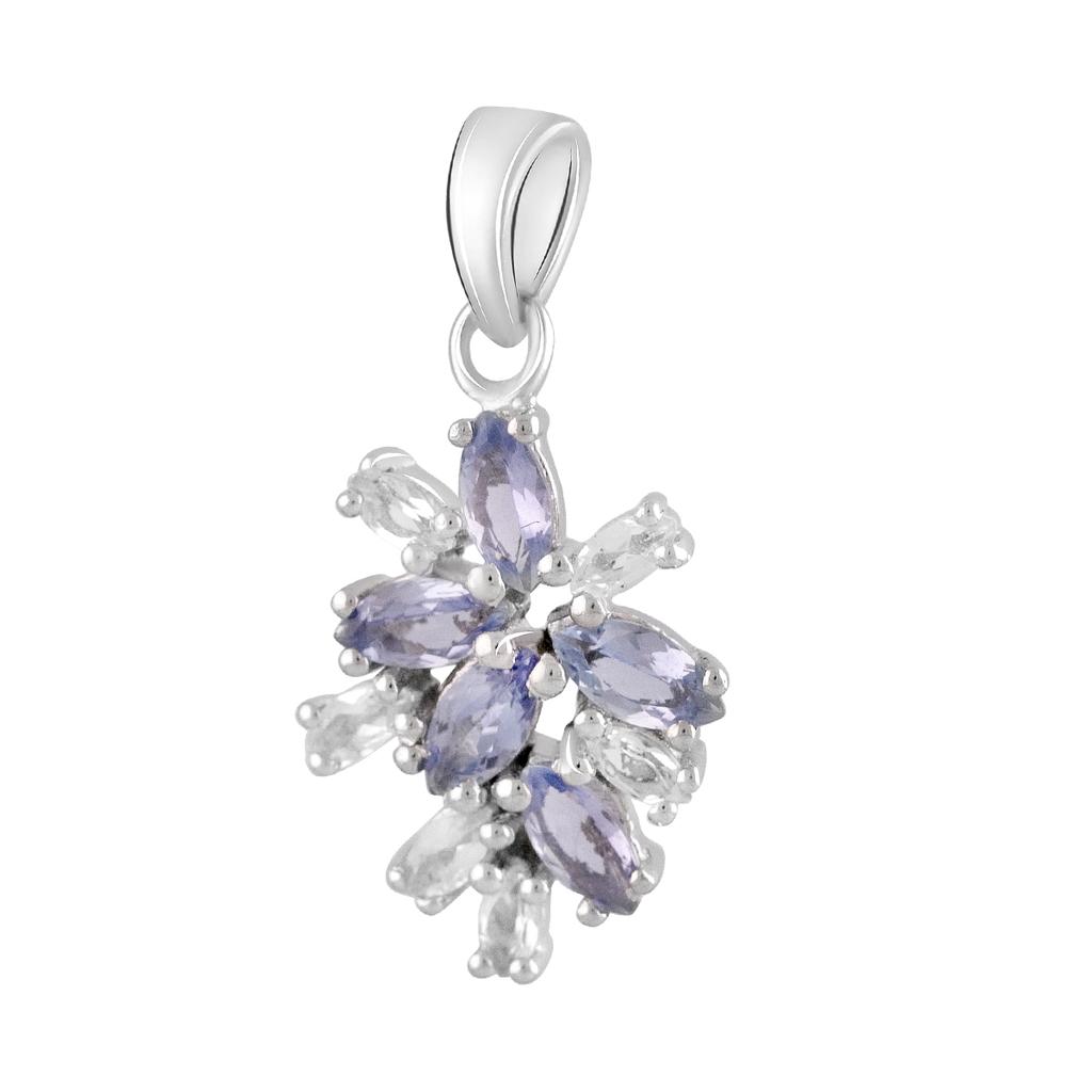 Silver Pendant with Tanzanite 7.3ct, White Topaz (2117063)