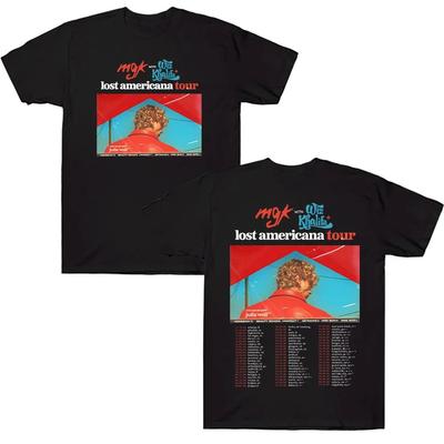 Модные футболки оверсайз с коротким рукавом Rapper MGK Lost Tour 2025 2026 Новые футболки с коротким рукавом Дышащая уличная одежда Унисекс