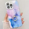 For IPhone16 Electroplated Phone Case for Apple 15promax Marble Patterned Ring Holder Cover
