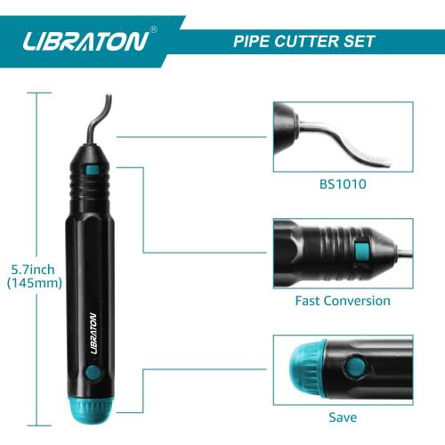 LIBRATON PVC Cutter Set, 42mm Outer Diameter, Ratchet Type, PVC Cutter, 32mm Outer Diameter, Resin Cutter, Deburring Tool, Heavy-Duty Cutting, Pipe Cu