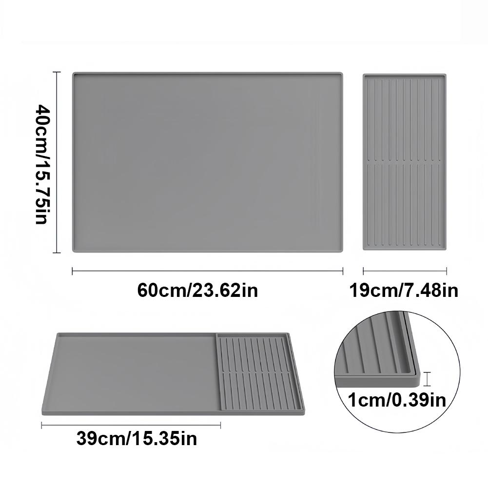2-In-1 Draining Mat with Raised Edges Coffee Mat Coffee Station Pad for Coffee Machine