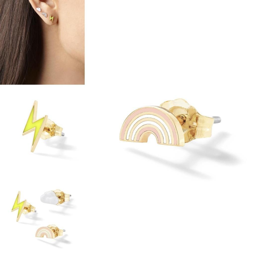 Трендовые серьги в виде облака с молнией и радугой, шикарные модные женские украшения из сплава
