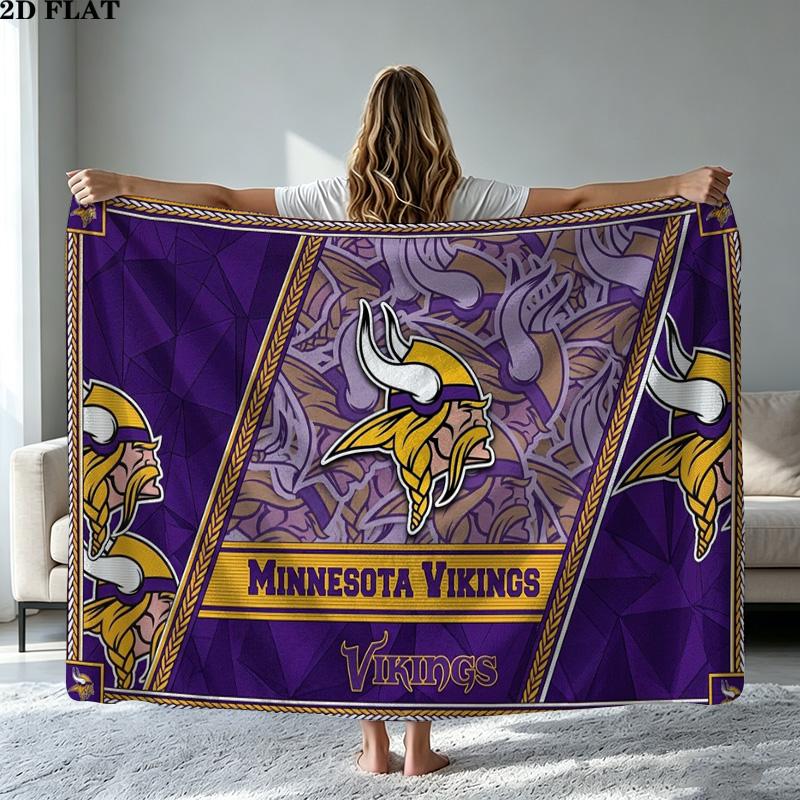 Minnesota Vikings Print Flannel Blanket High Quality Warm Comfortable Cover for All Seasons Perfect for Gifts Home Decor