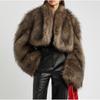 Faux Mink Fur Short Jacket Women Vintage Chic Two-Way Wearable Fuzzy Coat Winter